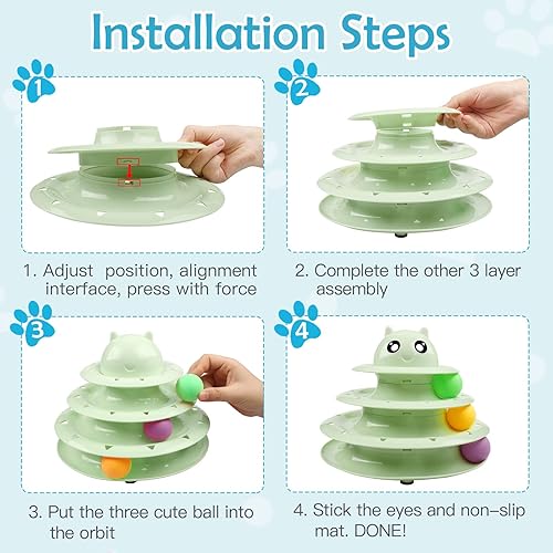 Miniatura 40 de UPSKY Rodillo de juguete para gatos de 3 niveles con seis bolas de colores, interactivo, divertido, ejercicio físico mental, rompecabezas A-Fruta