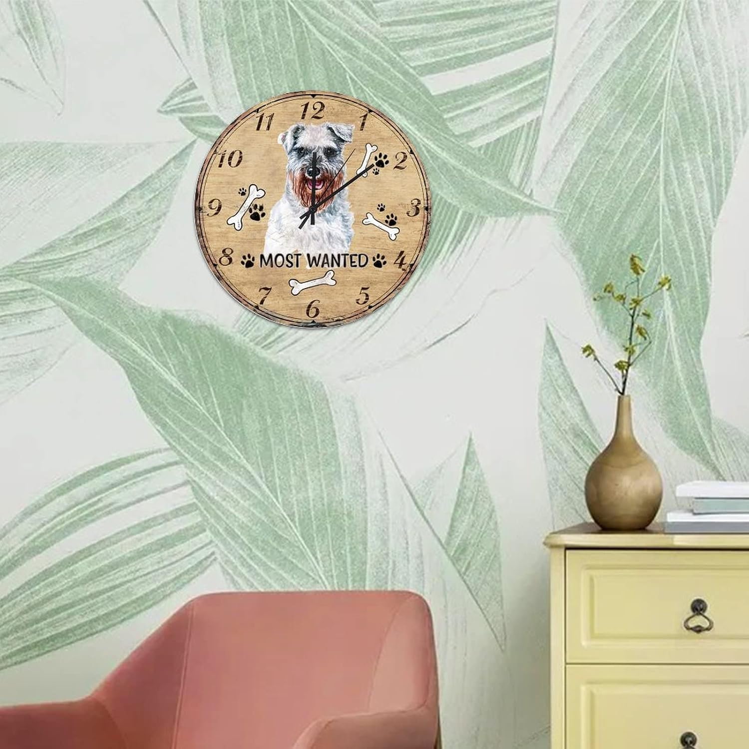 10in Wall Clock Cute Pet Dog Paw Wood Wall Clock Dog Lovers Gift Tuscan Style Silent & Non-Ticking Battery Operated Novelty Popular Wall Decor for Kitchen Bathroom Dorm Patio image 5