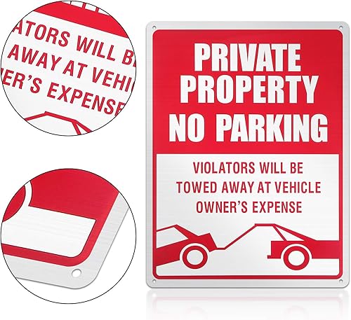 Miniatura 6 de 3 piezas de señal de no estacionar, señal reflectante de propiedad privada de 14 x 10 pulgadas, los infractores serán remolcados, aluminio libre de