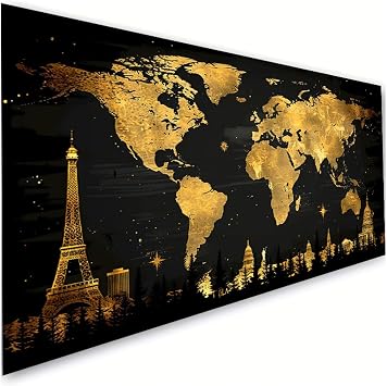 Diamond Painting World Map Diamond Art Kits for Adults,Dimond Art Paintings Iron Tower Paint by Numbers Kit for Beginner,DIY Full Drill Gem Arts and Crafts Painting,Home Wall Decor 28x56 Inch R2-517