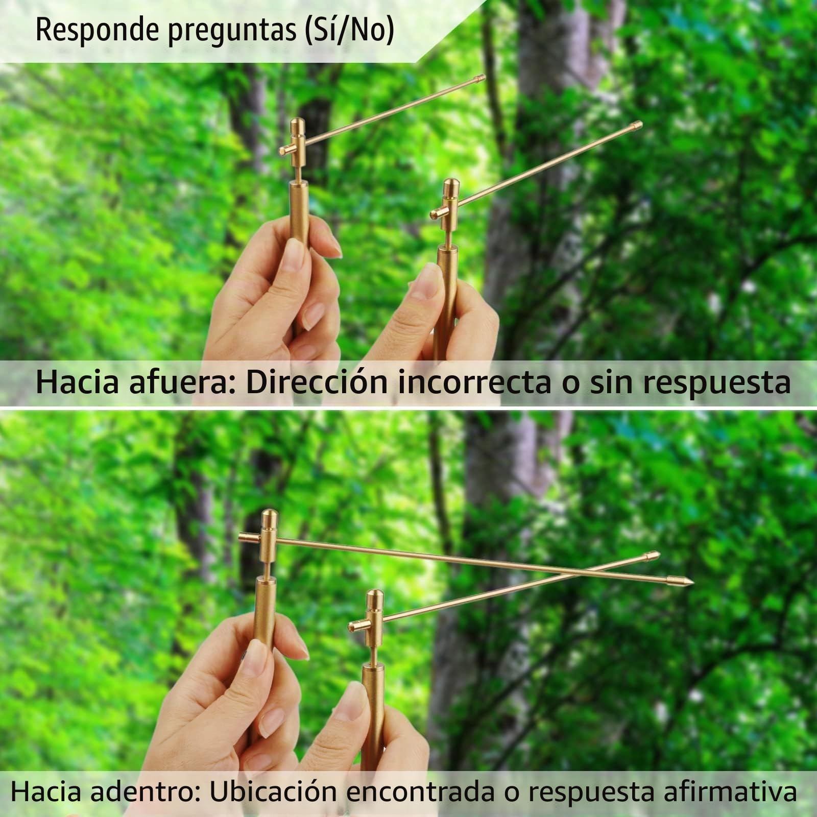 Cobre Varillas Radiestesia, Cobre Sólido y Varillas de Latón para Radiestesia para Rastreando Energía Espiritual, Cacería de Fantasmas, Adivinación, Localizar Objetos Perdidos o Preguntas de Sí/No