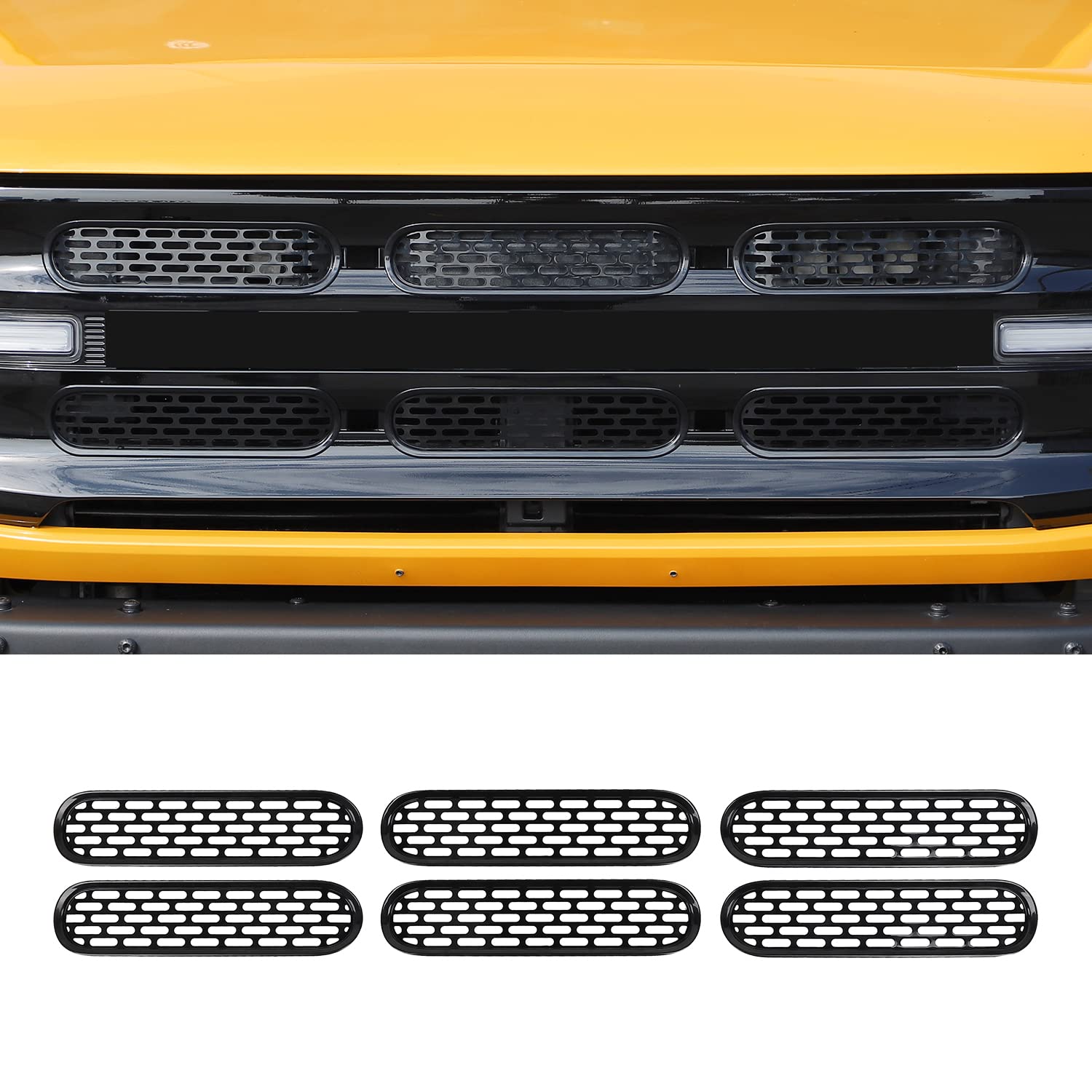 Insertos de malla para rejilla delantera, cubierta de marco de parrilla, accesorios exteriores para Ford Bronco de 2 puertas y 4 puertas 2021 2022 2023