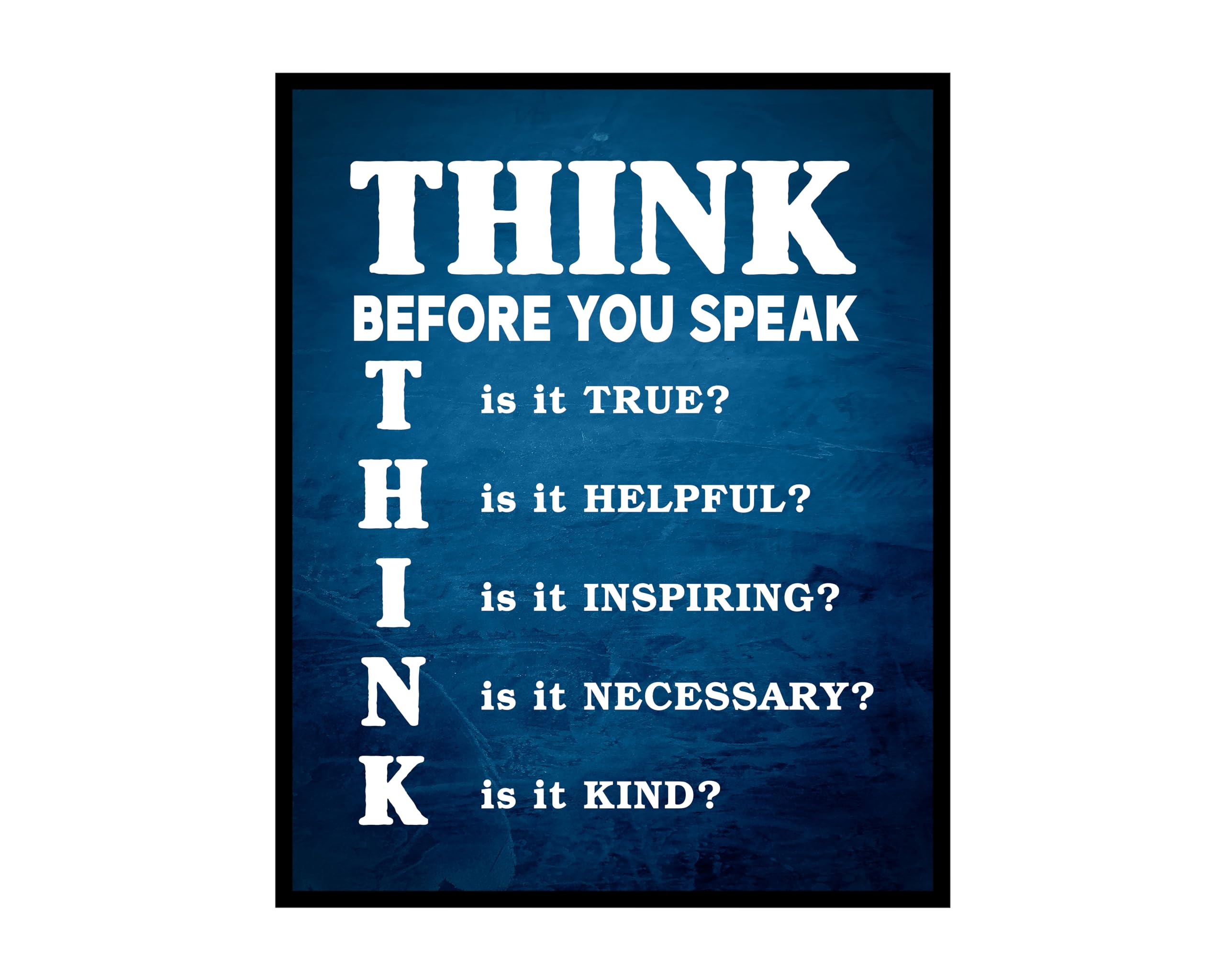 Poster Master Think Poster - Think Before You Speak Print - Educational Art - Teaching Art - Gift for Student, Teacher - Perfect Wall Decor for Classroom, Library, Dorm - 8x10 UNFRAMED Wall Art