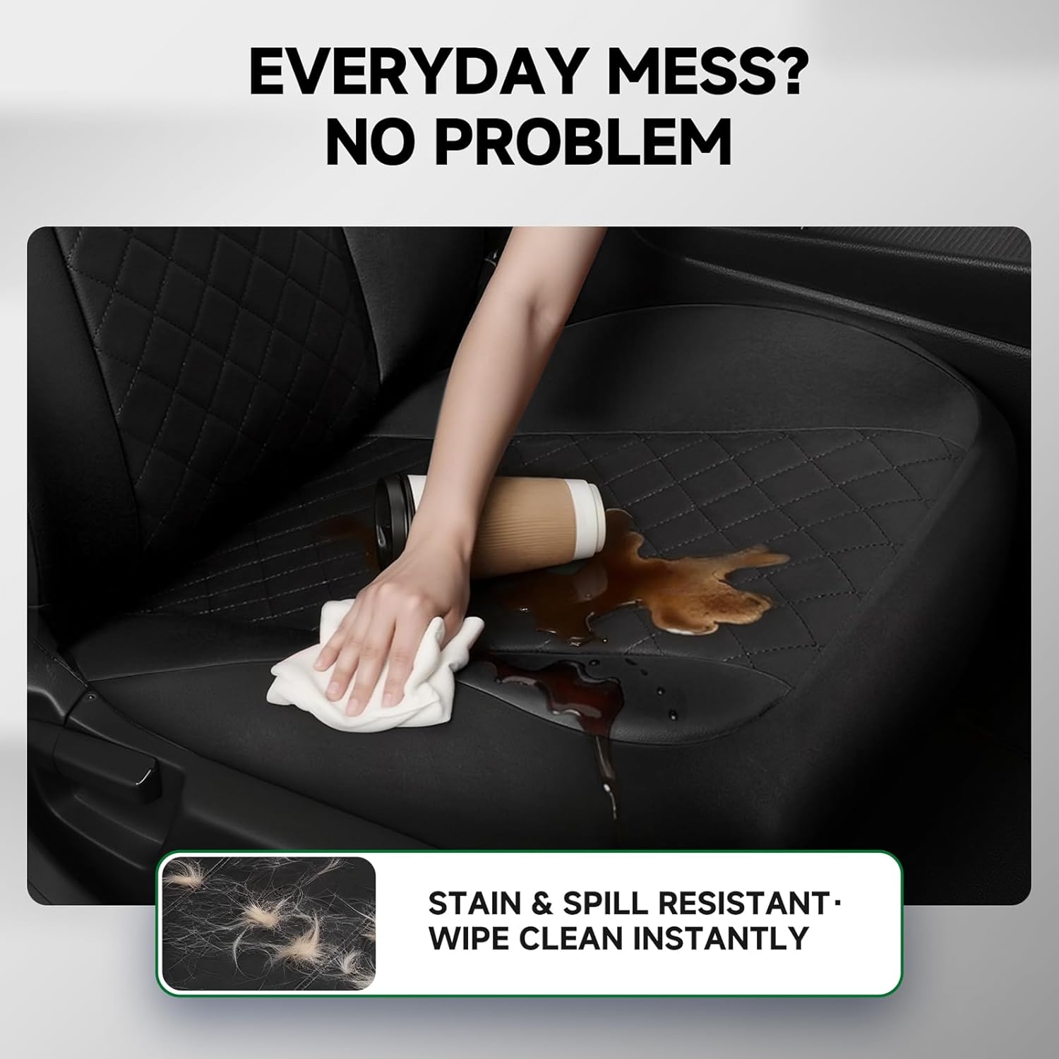 GIANT PANDA Front Car Seat Cover Custom Fit Hyundai Sonata Elantra Santa Fe Tucson Accent Kona Palisade Genesis Venue Ioniq,Faux Leather Automotive Bucket Car Seat Protectors (Black) 2 Pack