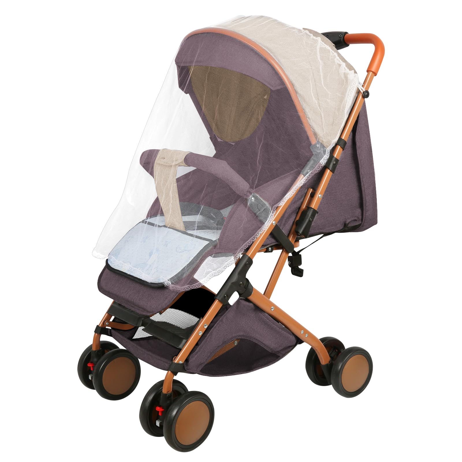 Poussette 3 Roues, jusqu'à 25 kg, Grande Capote, Pliage Compact, Dossier Inclinable, Guidon Réglable en Hauteur, Grandes Roues Tout Terrain, Protection UV 50+-B-Kaki