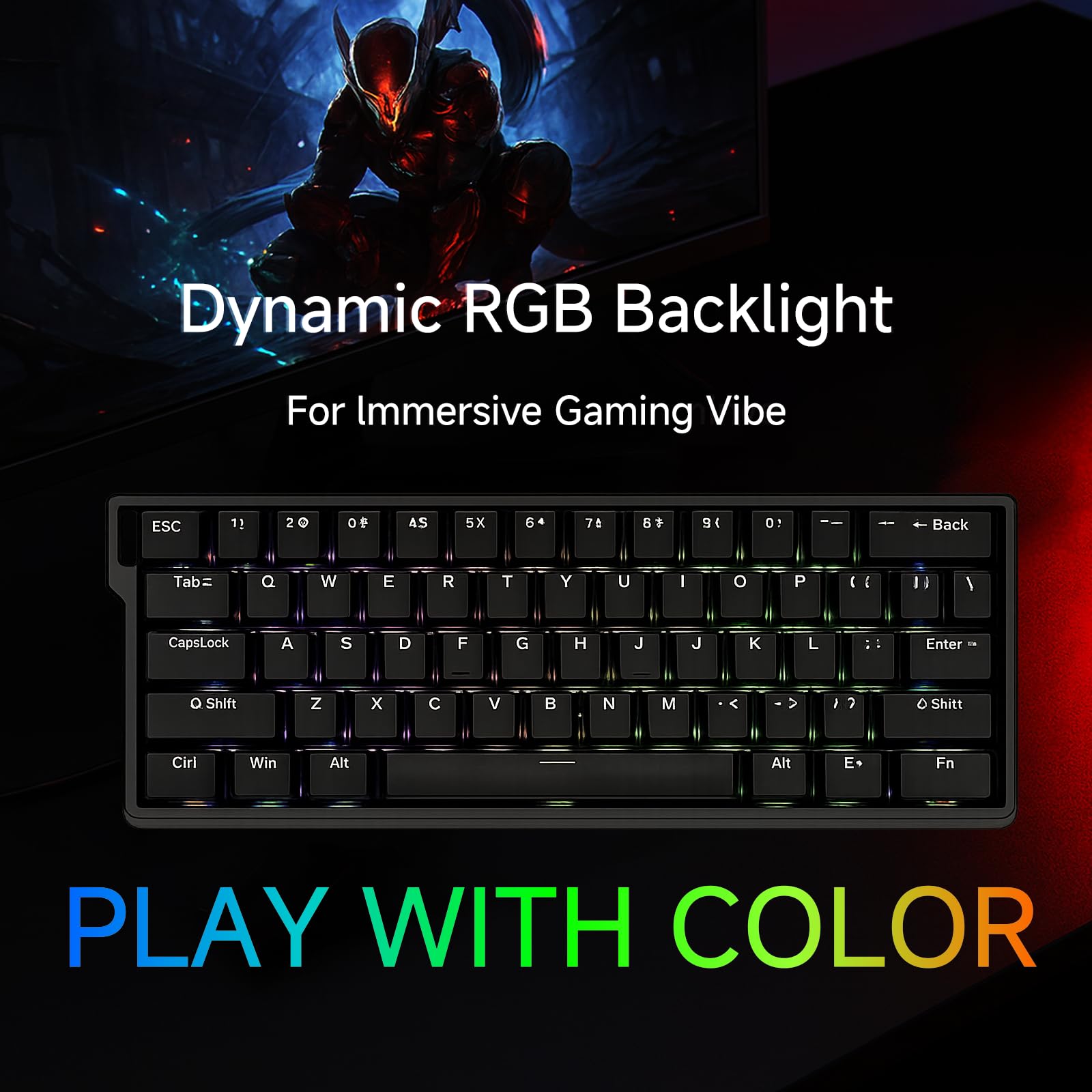 FOXMM WIN60 HE Clavier 8000Hz Rapid Trigger, Précision RT de 0,02 mm, Clavier Gamer Filaire 60% avec Interrupteur Magnétique, Actionnement Réglable, SOCD et Snap Tap, Hot Swap, Noir