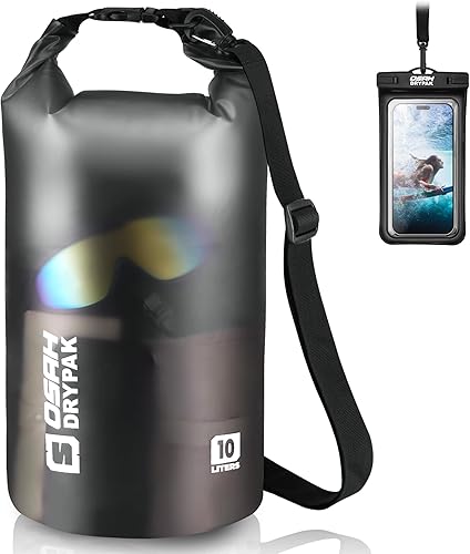 Bolsa seca impermeable, 5L/10L/20L/30L/40L Mochila de almacenamiento ligera con funda para teléfono para mujeres y hombres, saco impermeable