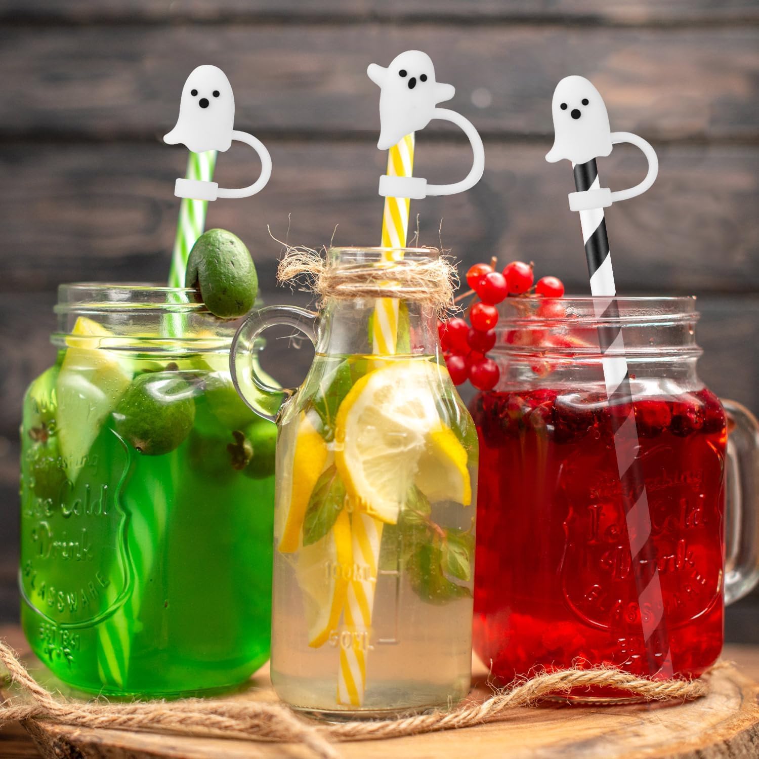 6 PCS Halloween Straw Toppers for Stanley 30&40 Oz Tumbler, 10mm/04in Straw Covers Cap for All 9-10mm Straws, Dust-Proof Reusable Protector Topper for Water Bottle-White ghost - Image 6