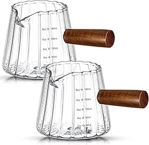 Milk Frother Measuring Cup 6 Oz Espresso Shot Glass With Wood