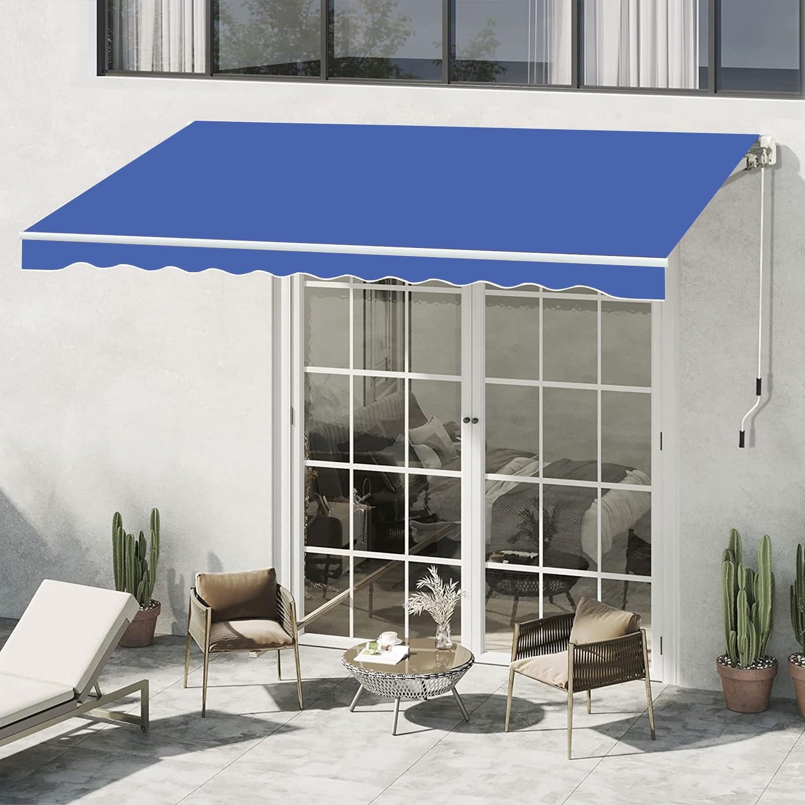 Auvent rétractable manuel et imperméable avec manivelle pour jardin