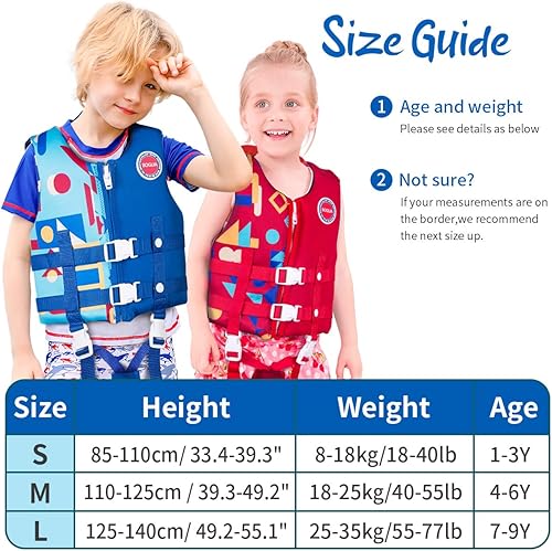 Miniatura 3 de Boglia Chaleco salvavidas para niños pequeños, chaleco salvavidas para piscina con correa de seguridad ajustable, flotadores para edades de 1 a 9
