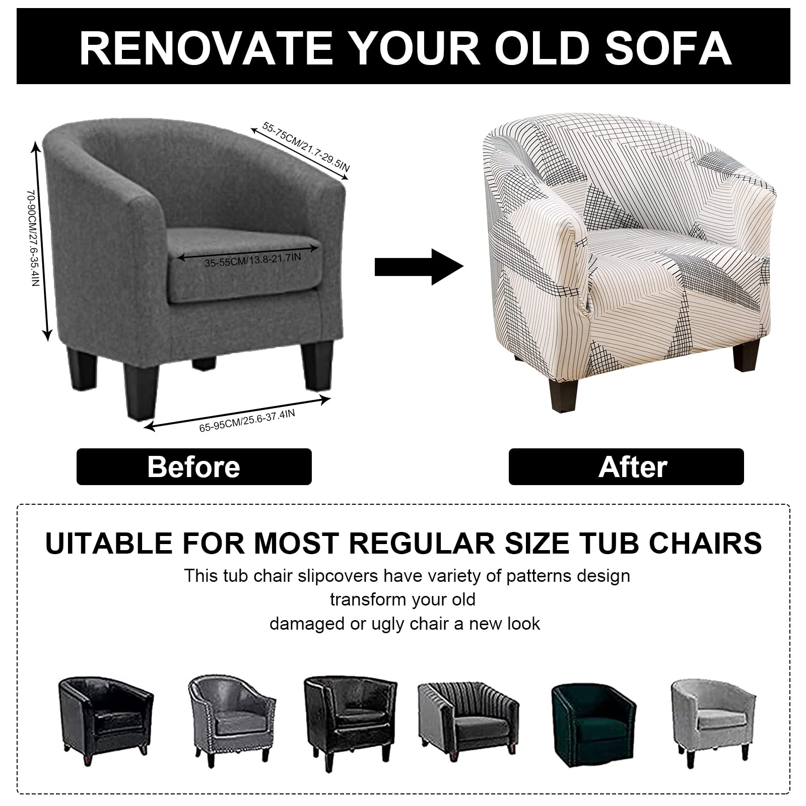 Lydevo Copripoltrona 1 Posto Elasticizzato,Copripoltrona con Cuscino Separato,Fodere per Poltrona da Cocktail Universale Lavabile Rimovibile,Coperture Protettive per Poltrona Club,Linea Bianca