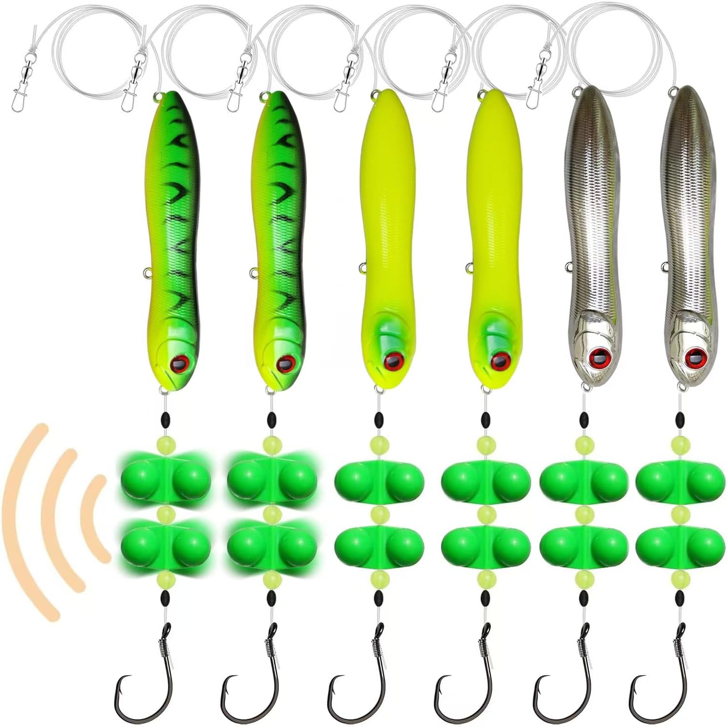 HADORAM Catfish Float Rigs with Catfish Rattles Rattling Catfishing Tackle for Bank Fishing Cooper Rig Equipment Circle Hooks for Peg Floats Santee Rig