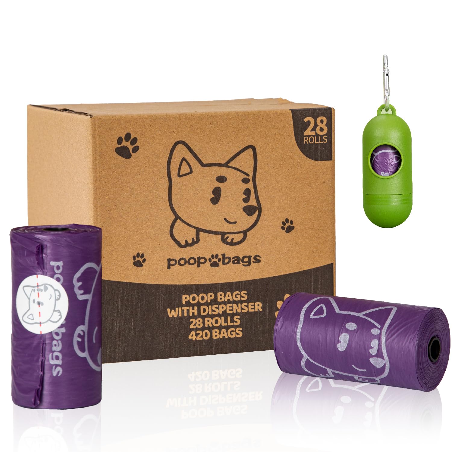 Watreeco 420 Count Dog Poop Bags Rolls with Dispenser & Leash Clip, 9″ x 13″ Scented Biodegradable Leak Proof Poop Bags for Dogs, Cats & Pet Waste, 28