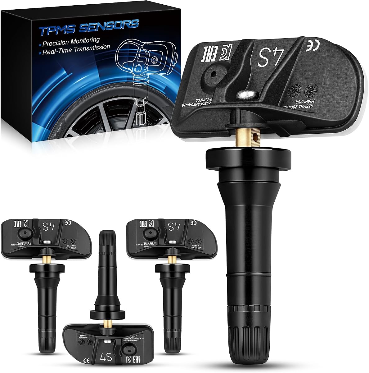 433MHz Pre-Programed TPMS Sensor Fit for:-Chevy 2021-2024 Tahoe Silverado Suburban Traverse, for:-GMC Sierra 1500 Yukon XL, for:-Cadillac Escalade CT5, OE# 13533166 (4 Pack)