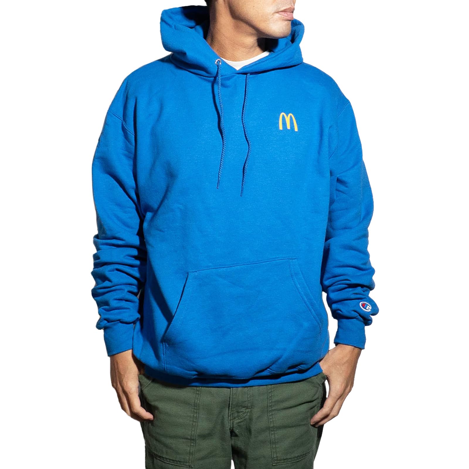 マクドナルド McDonald’s アーチロゴ チャンピオンボディ スウェットシャツ ブルー メンズ マック 公認グッズ 買い付け スーベニア パーカー フード [並行輸入品]