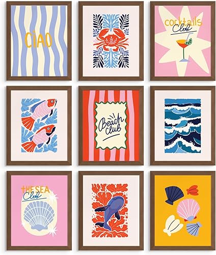 Impresiones de playa para pared, carteles costeros, decoración de habitaciones playeras, impresiones artísticas costeras, obras náuticas retro,