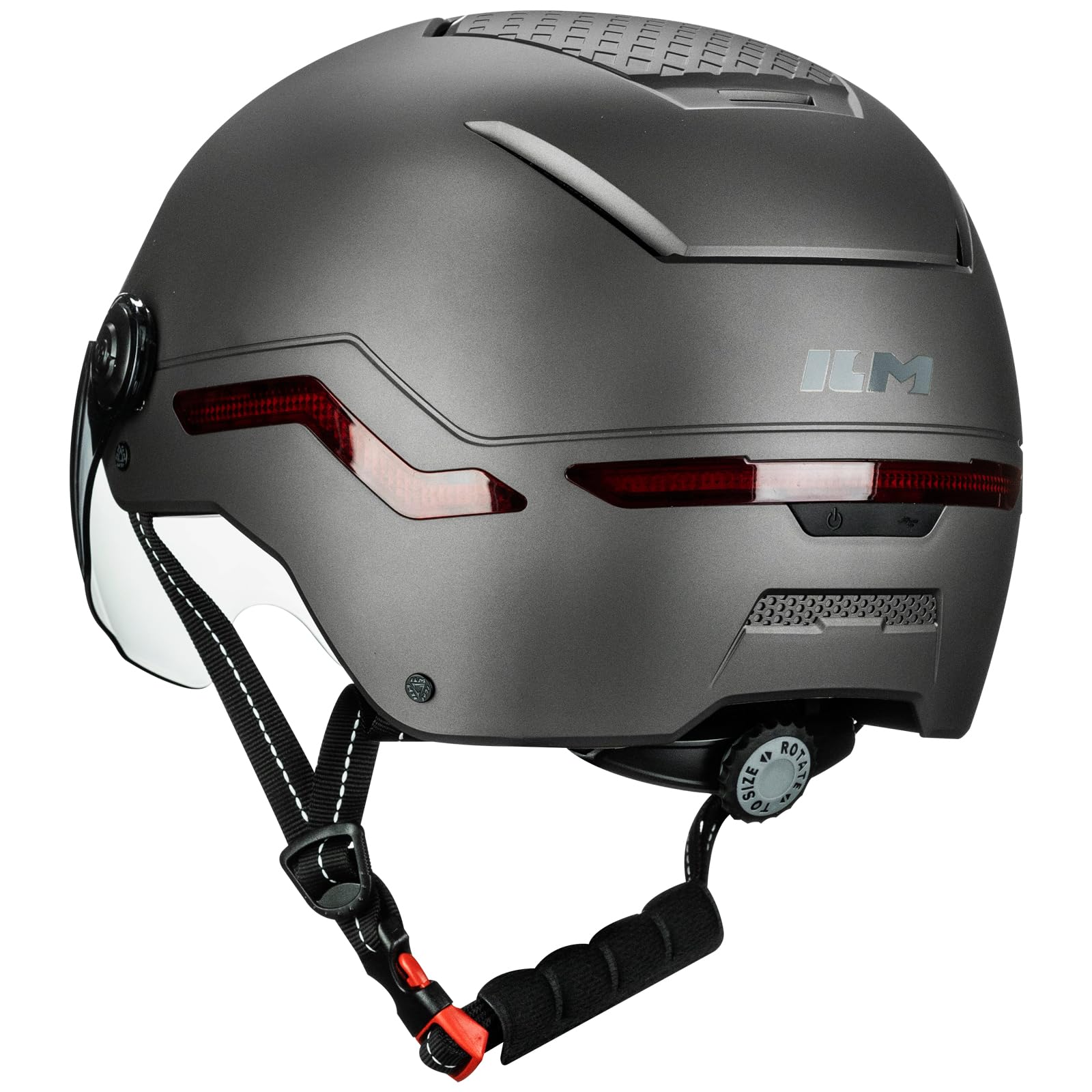 ILM Casco Patinete Electrico Adulto Casco Bicicleta Homologado NTA-8776 CPSC CE con Luz LED Intermitentes & Freno con Visera para Hombre Mujer Modello MB101L