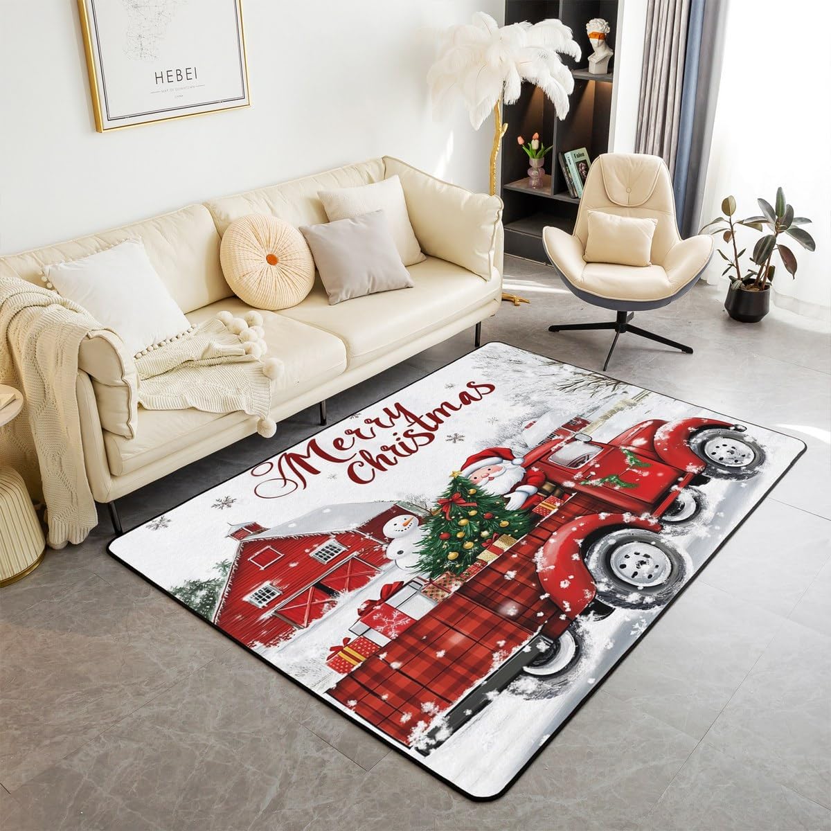 Panda Cute Animal Decorative Carpet Rug for Kids Boys Girls Teens - Cute Cartoon Panda Area Rug 5x7 Black White Grey Indoor Floor Mat