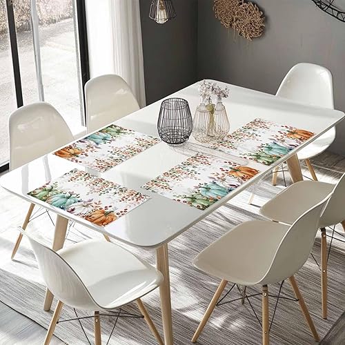 Vista 750 de Juego de 6 manteles individuales rojos para el día de San Valentín, diseño de corazón de San Valentín, resistentes al calor, lavables, manteles