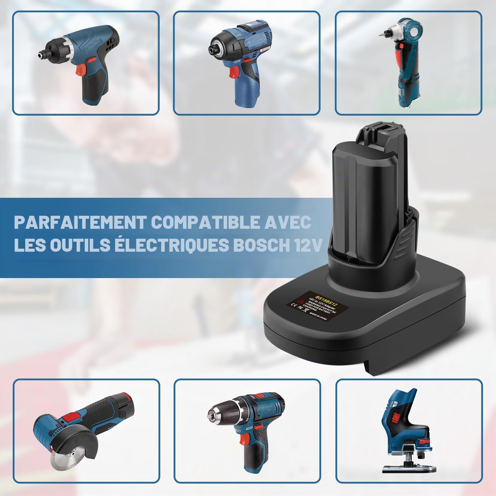 Adaptateur pour Bosch 12V, pour Bosch Professional 18V GBA Batteries Convertir en pour Bosch 10.8V et 12V Convertisseur de Batterie pour Outils électriques,Remplacement 10.8V 12V Batterie GBA