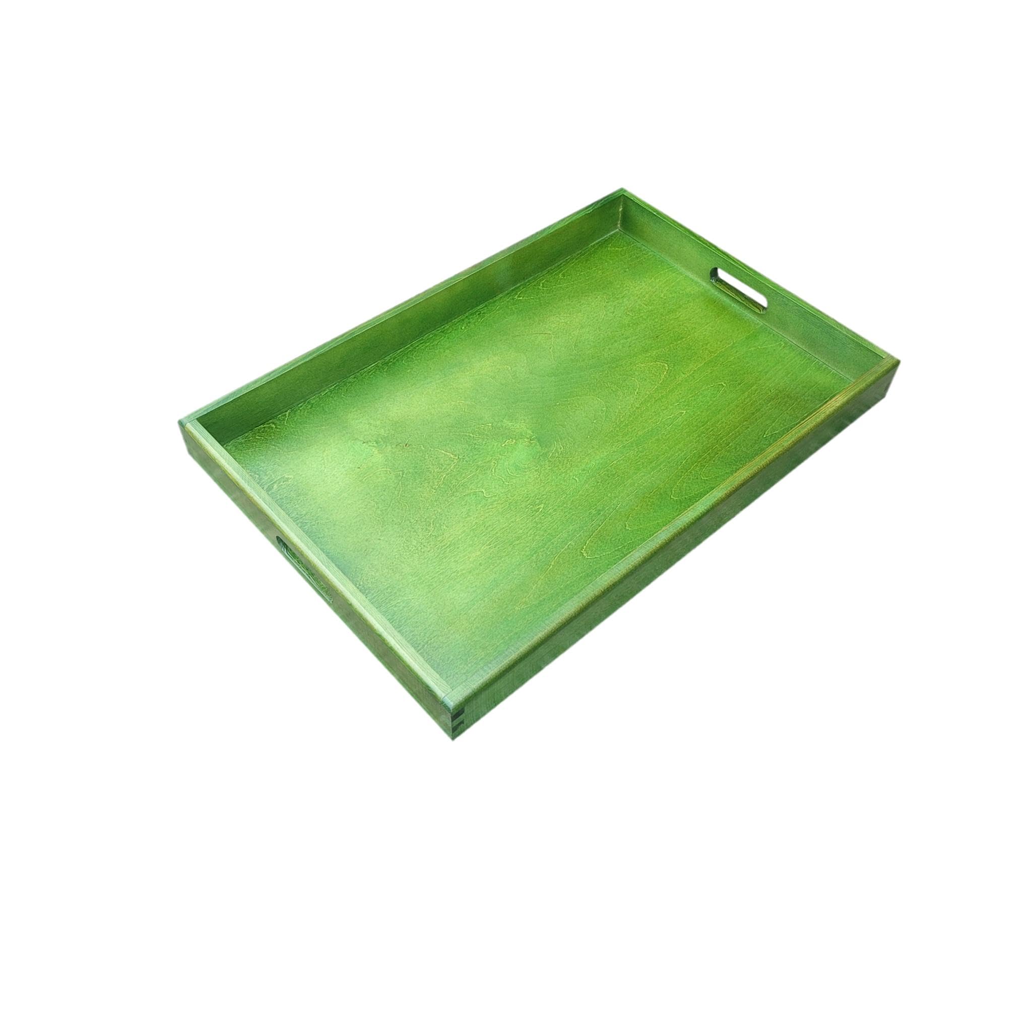 Bandeja grande de madera, 60 x 40 x 6 cm, color marrón