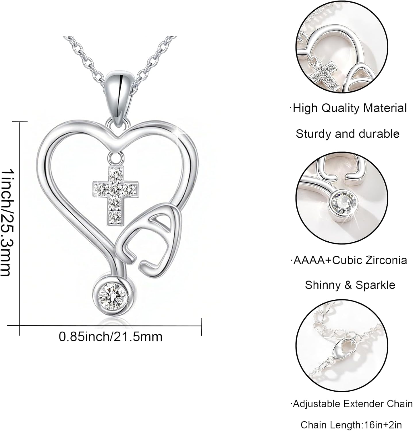 Valentines Day Gifts for Her-Gifts for Nurses Week,Nurse Stethoscope Cross Necklace for Women Medicine Pendant Jewelry Gift for Doctor, Nurse,Veterinary,Medical Student,RN - Image 4