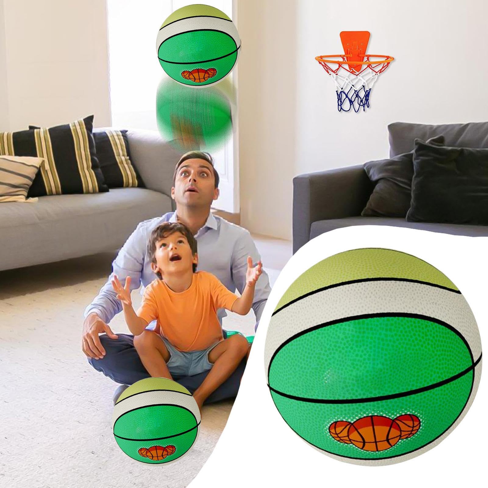 Generico Palla Basket Silenziosa - Palla Morbida Per Interni,Giocattolo in Schiuma con Assorbimento Urto 3-12 Anni Palla Spugna per Allenamento Bambini Parquet Moquette Pavimenti Casa