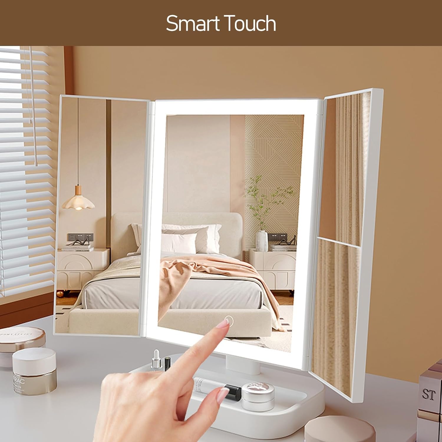 女優ミラー、ハリウッド【2025 新登場】スマートな卓上化粧鏡 LED用