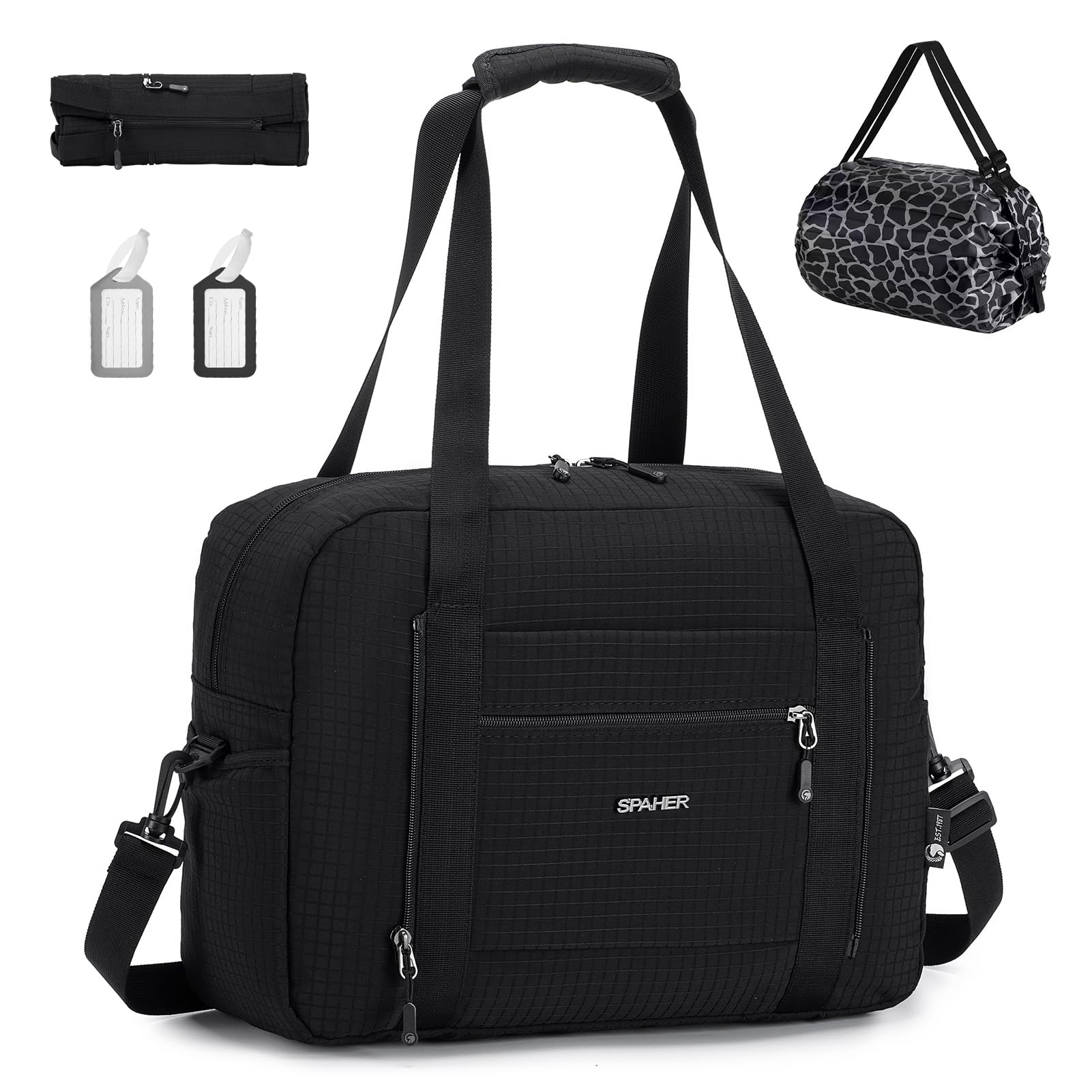 For Spirit Airlines Personal Item Bag 18x14x8 Travel Duffel Bag Underseat Foldable Carry On Luggage For Women(b Denim Purple With Shoulder Strap