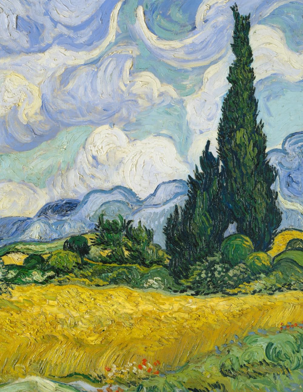 Van Gogh SKETCHBOOK #4: Cool Artist Gifts - Wheat Field with Cypresses Vincent Van Gogh Sketchbooks For Artists Adults and Kids to draw in 8.5x11" 100 blank pages (Vincent Van Gogh Collection)