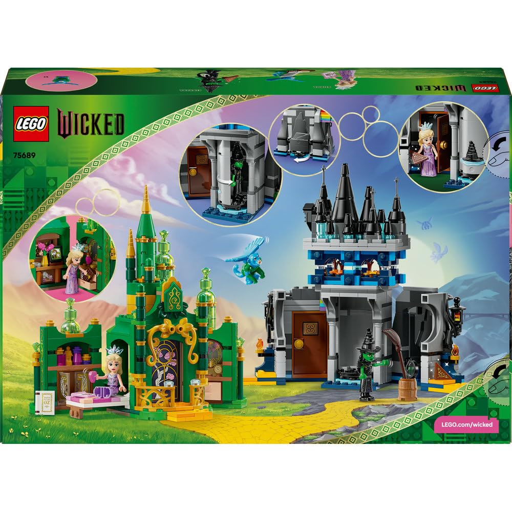 LEGO Wicked Emerald City i Kiamo Ko Castle 75689 | zamki z klocków dla dzieci, zabawki dla 9-latki, prezent Wicked, na urodziny dla dziewczynki i chłopca, 860 elementów