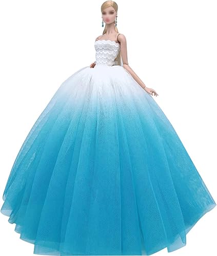 Miniatura 10 de Ropa de muñeca de novia, vestido de novia para niña de 11.5 pulgadas, vestido de princesa de fiesta, accesorios de muñecas de 16 (estilo B)