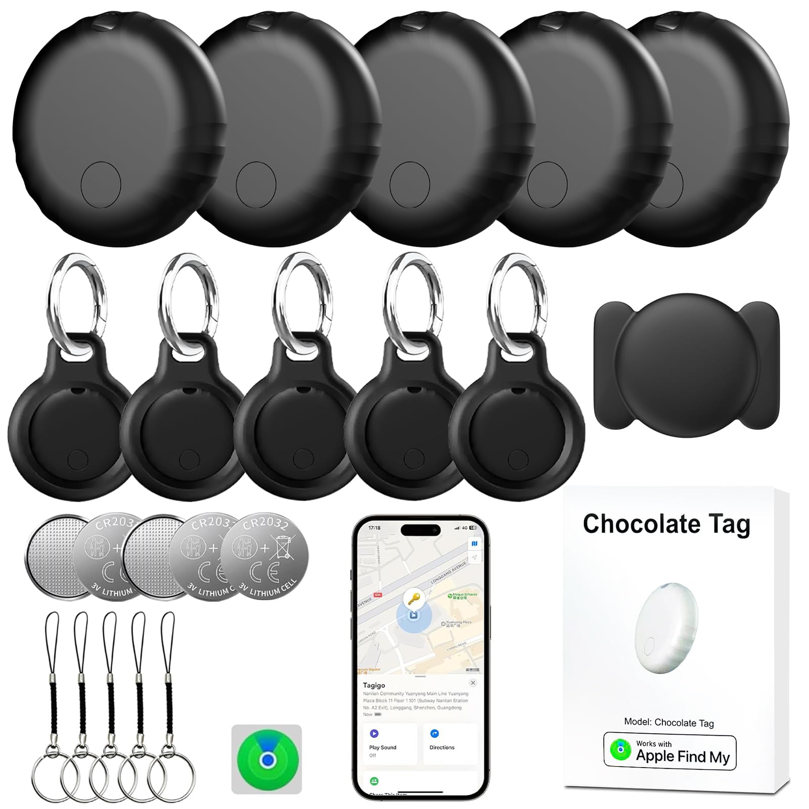 Smart Tracker Tag, GPS Trackers Auto Ohne ABO Kompatibel mit Apple „Wo Ist?“ (iOS Nur), Mini Schlüsselfinder für Schlüssel Gepäck Koffer, Bluetooth Tracker Tag für Kinder Hund, 5er Pack