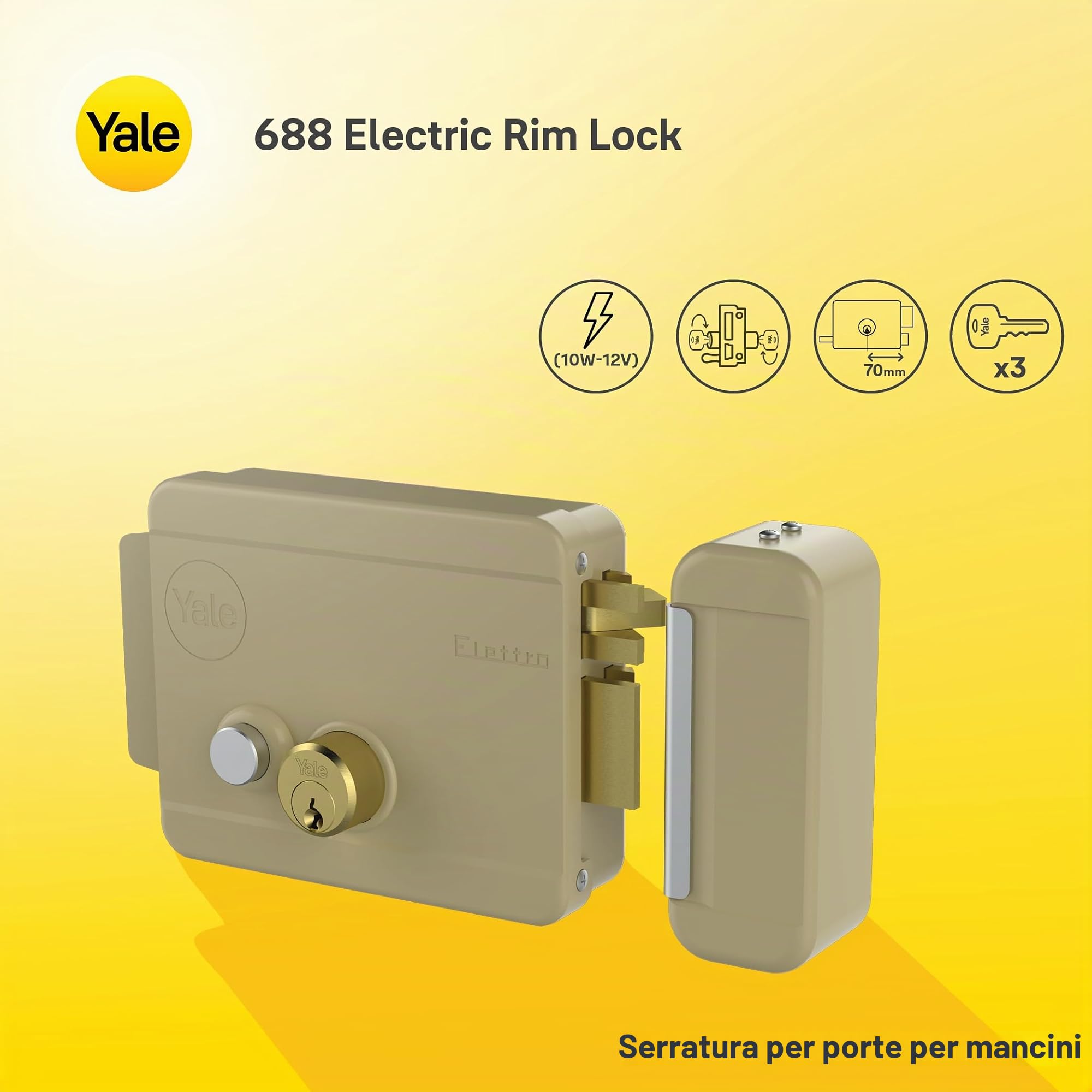 YALE Serratura elettrica da applicare Y68800702 SX C/K e pulsante