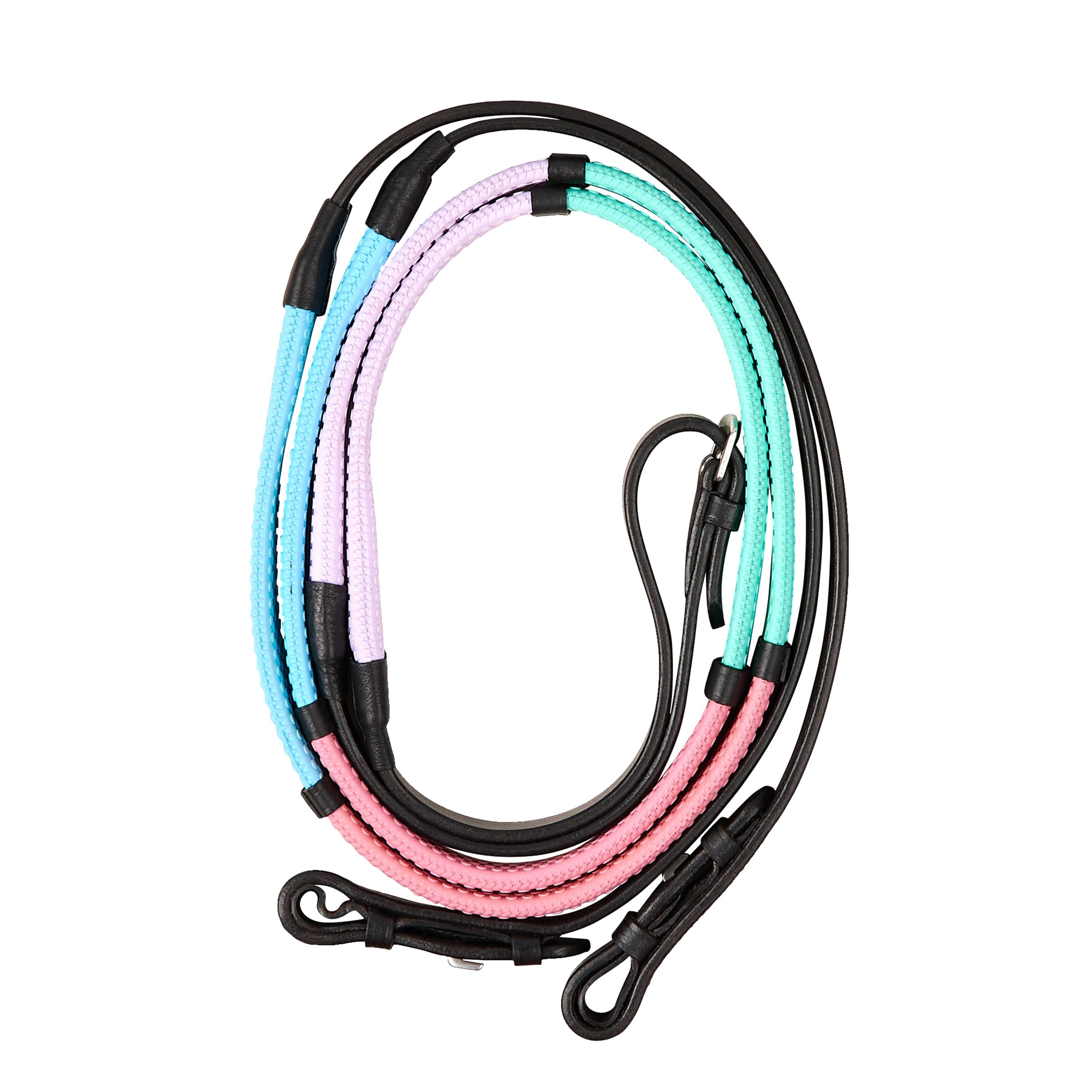 Dublin Pastel Rainbow Reins, Black/Multi, 54"