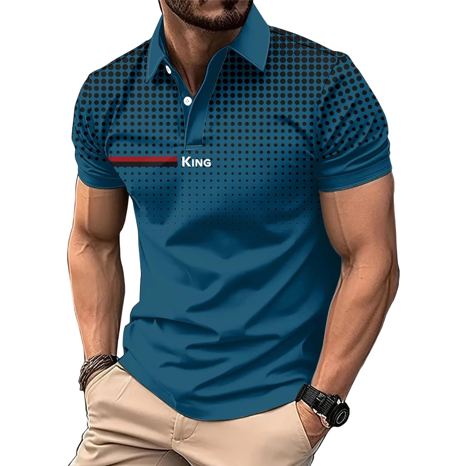 Men's Golf Polo Shirt T-Shirt Gradient Plaid Party Casual Short Sleeve Shirts Quick Dry Moisture Wicking Athletic Shirt — view 15