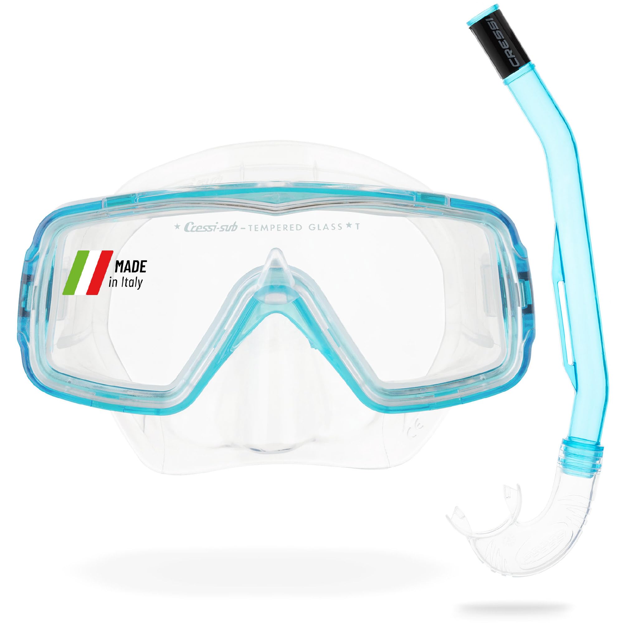 Kit de máscara panorámica y tubo seco de snorkel Cressi
