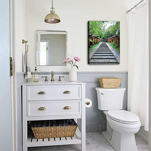 Miniatura 6 de Arte de pared para baño, imágenes de baño para pared, sendero Kurama dera templo de montaña el origen, arte de curación espiritual, lienzo enmarcado