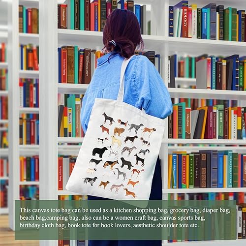 Miniatura 4 de Andeiltech Bolsa de lona estética para mujer con bolsillo interior, bolsa de hombro para libros, bolsas reutilizables para compras