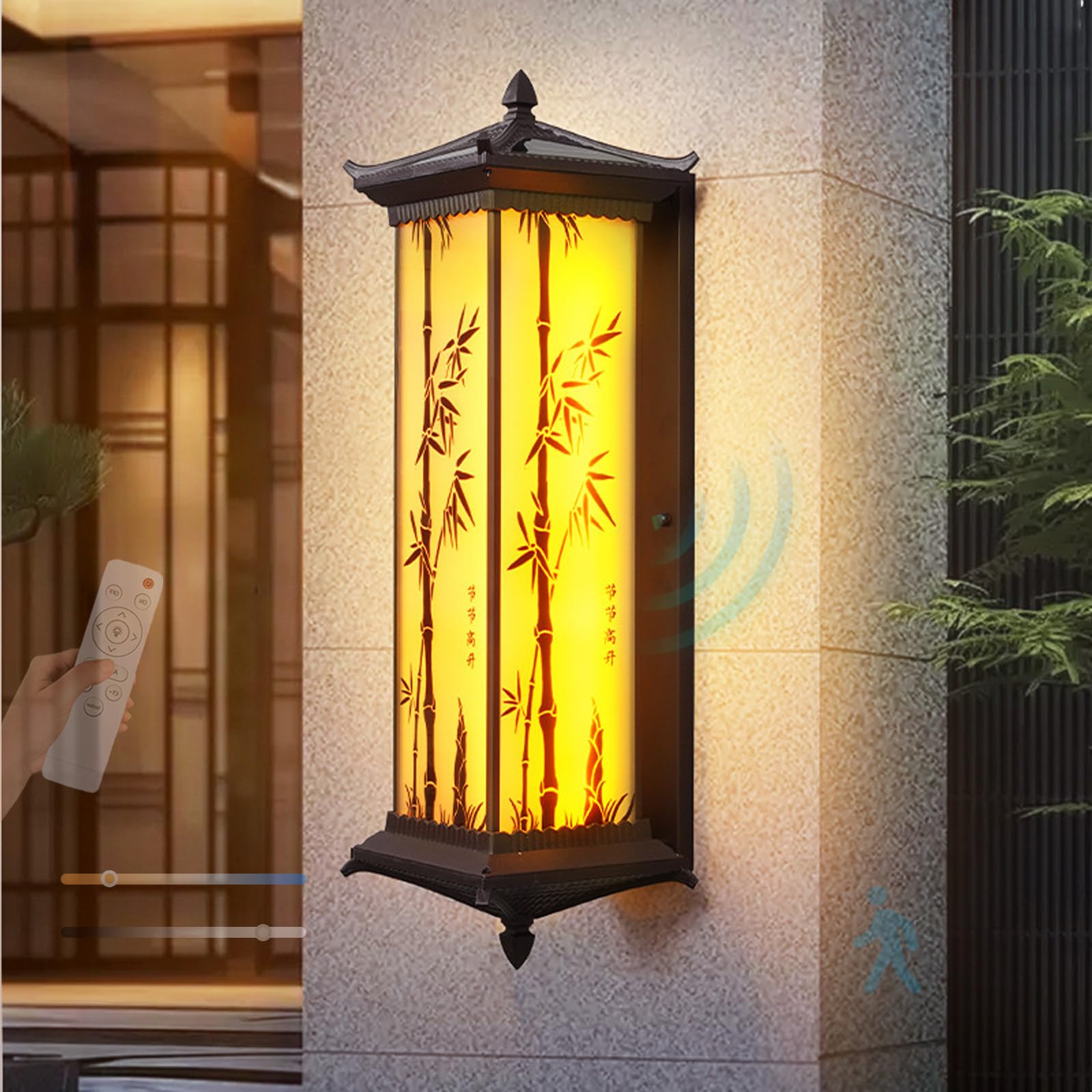 Applique murale solaire LED marron café 70 cm avec télécommande pour villa
