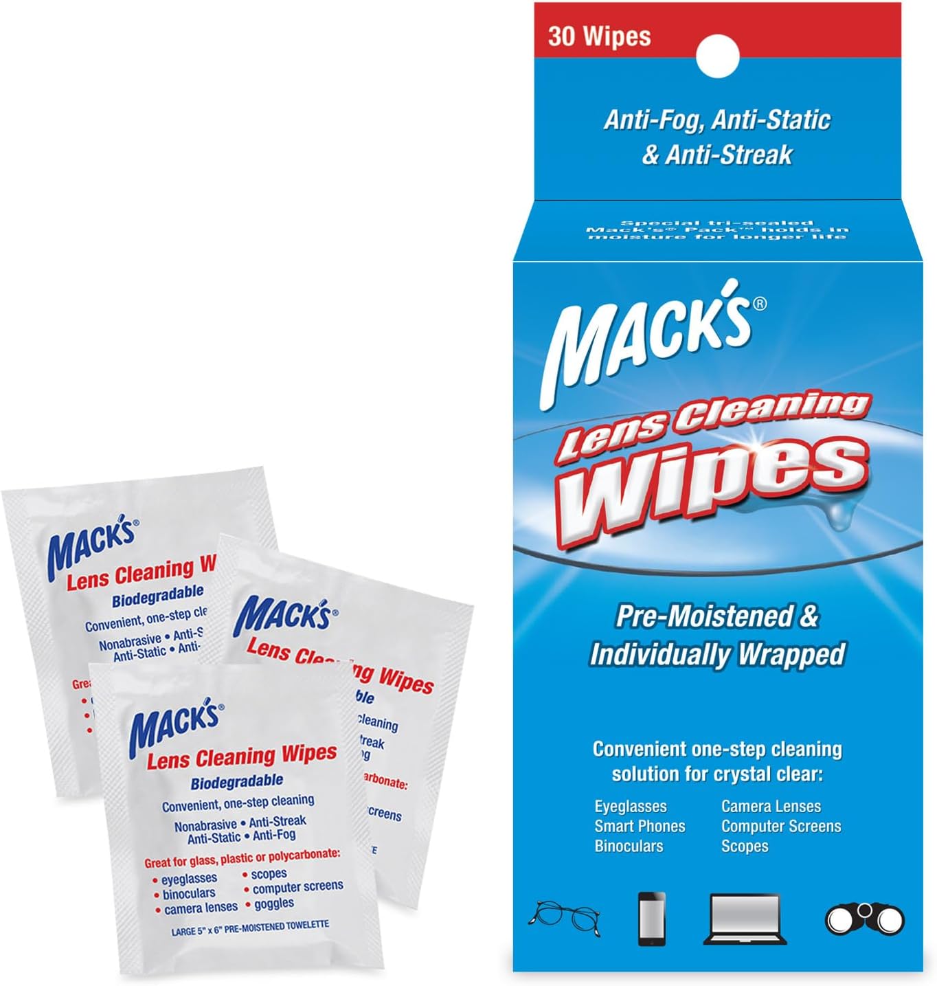 Lens Cleaning Wipes - 30 Count