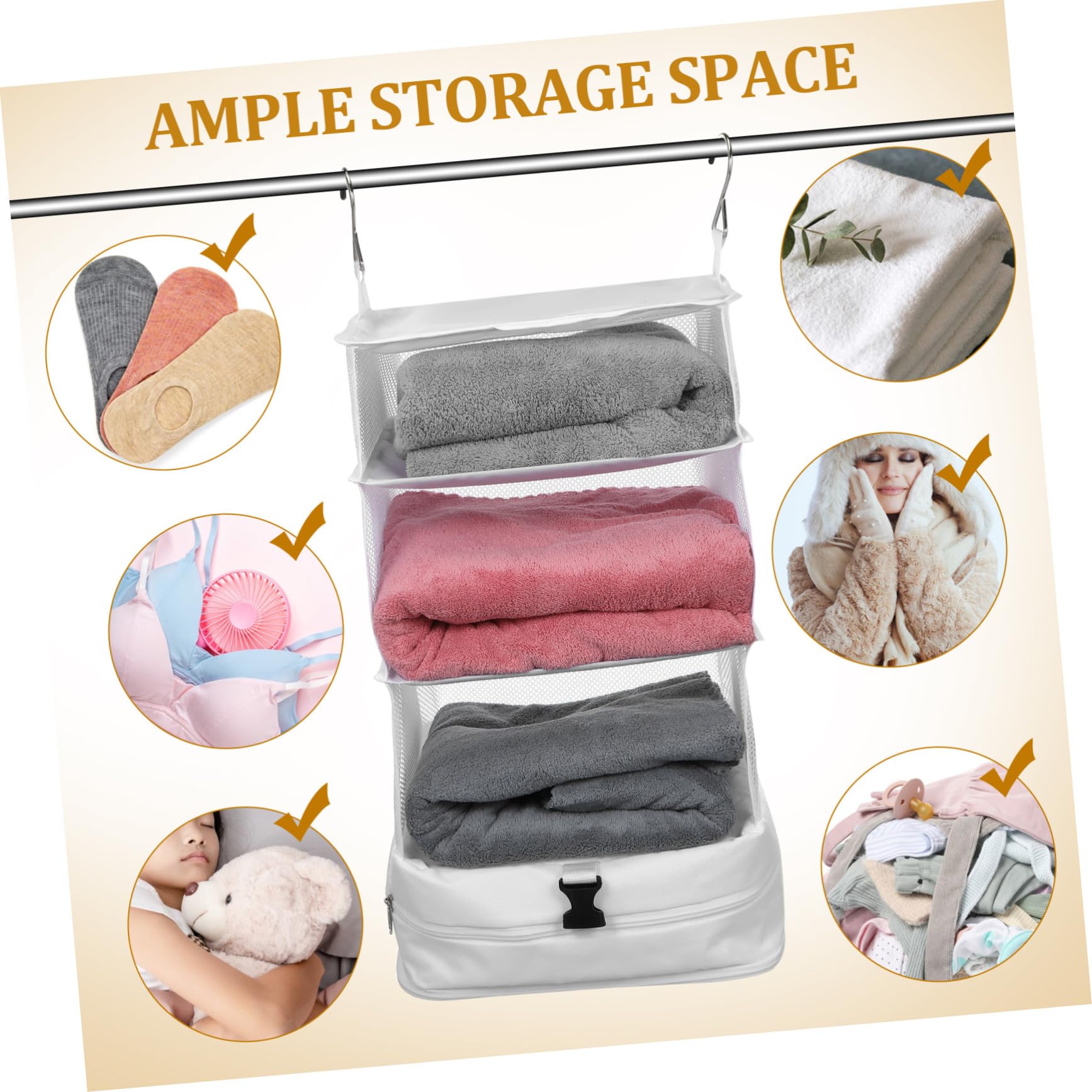 Alipis Organizer da Viaggio Sospeso Strati Borsa Bianca per e Accessori Compatta e Portatile per Valigie e Armadi