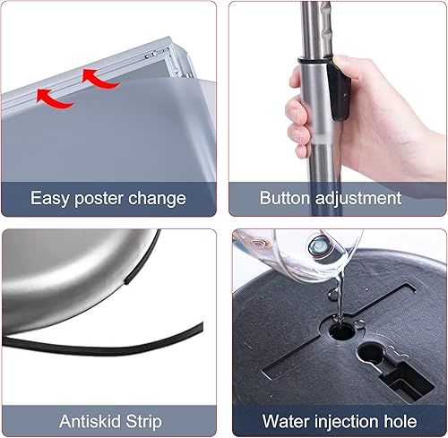 Miniatura 9 de Soporte ajustable para letreros de 8.5 x 11 pulgadas, soporte de pedestal de alta resistencia, soporte para carteles verticales y horizontales,