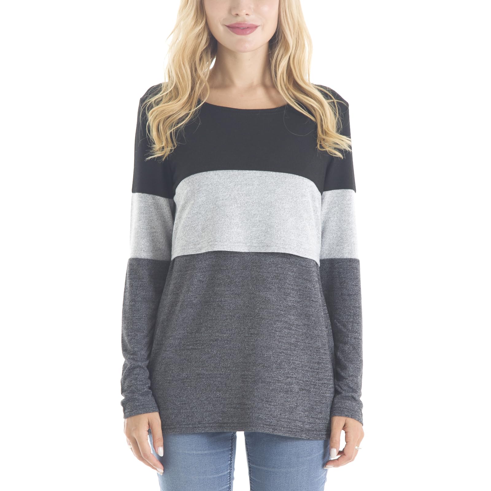 Bearsland Damen Umstandskleidung Langarm Stillshirts Stilltop 3er-Pack