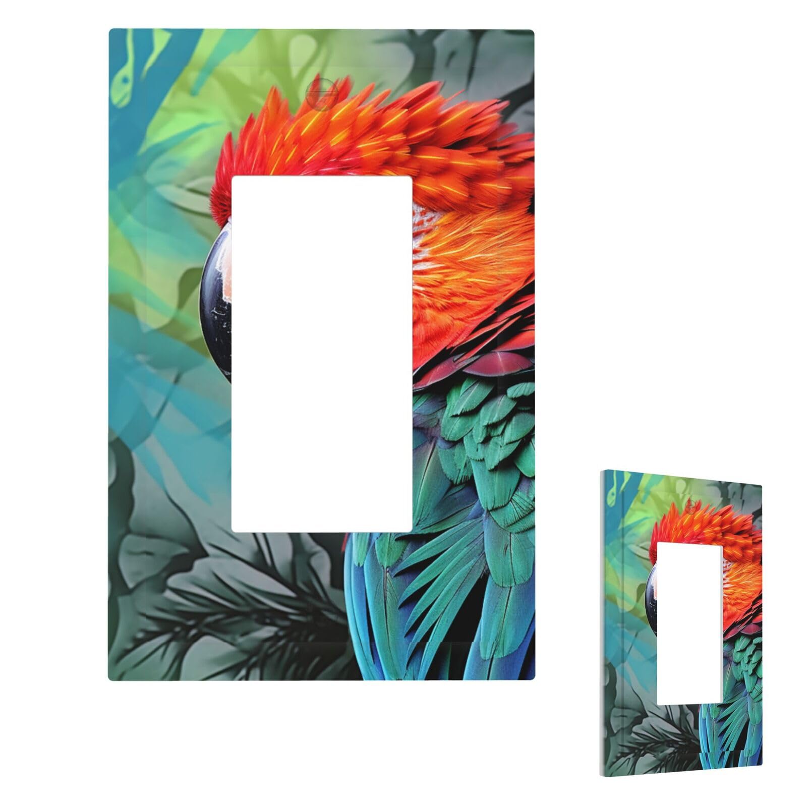 Fekiloot 1 Gang Colorful Parrot Wall Plate Cover Modern Decorative Light Switch Cover Unbreakable Receptacle Outlet Covers For Living Room Bedroom Home Decor