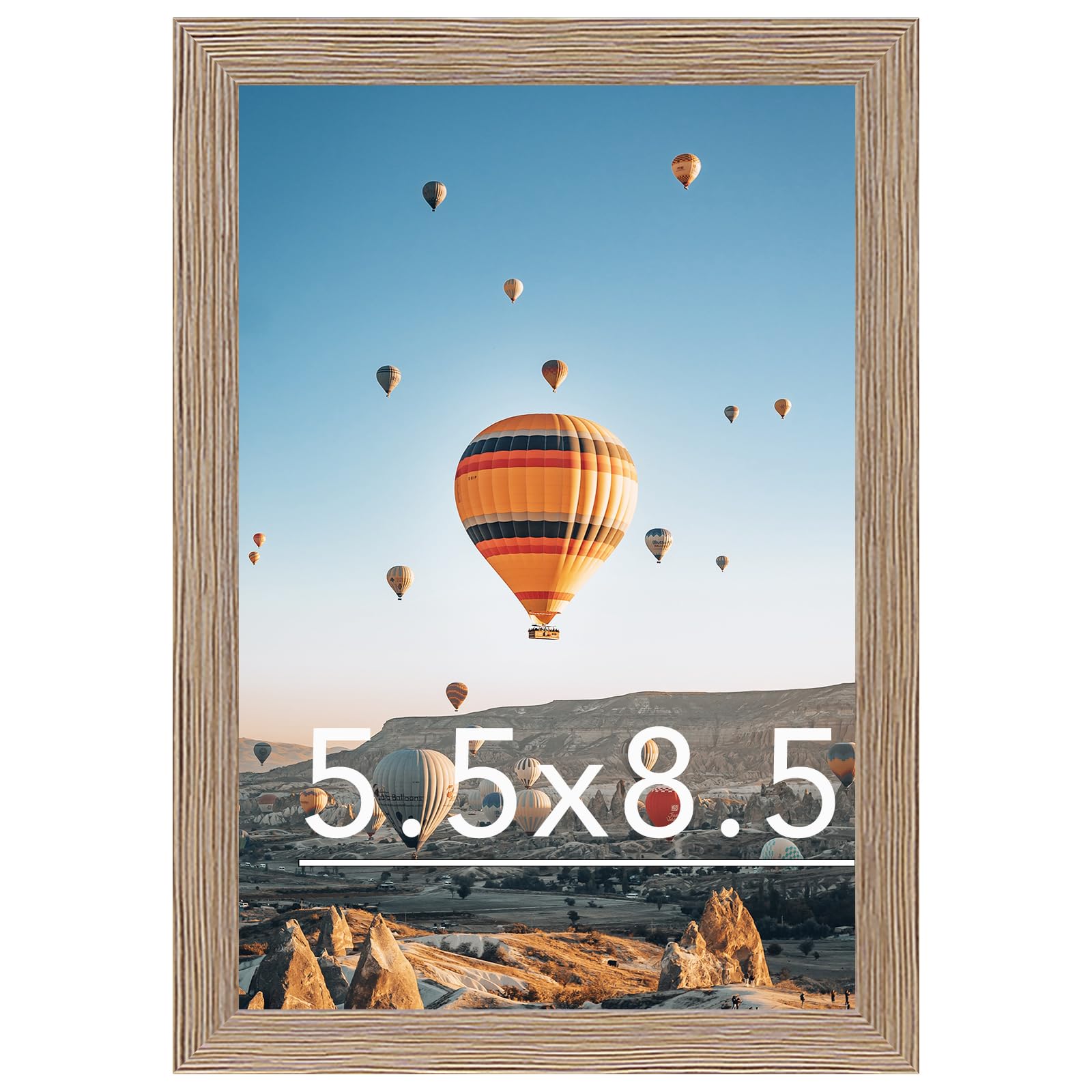 5.5x8.5 Picture Frame Rustic Brown for Wall Hanging or Tabletop, Wall Mounting Horizontally or Vertically, 5.5 x 8.5 Wall Gallery Poster Photo Frame with Durable Shatter Resistant Plexiglass, Rustic