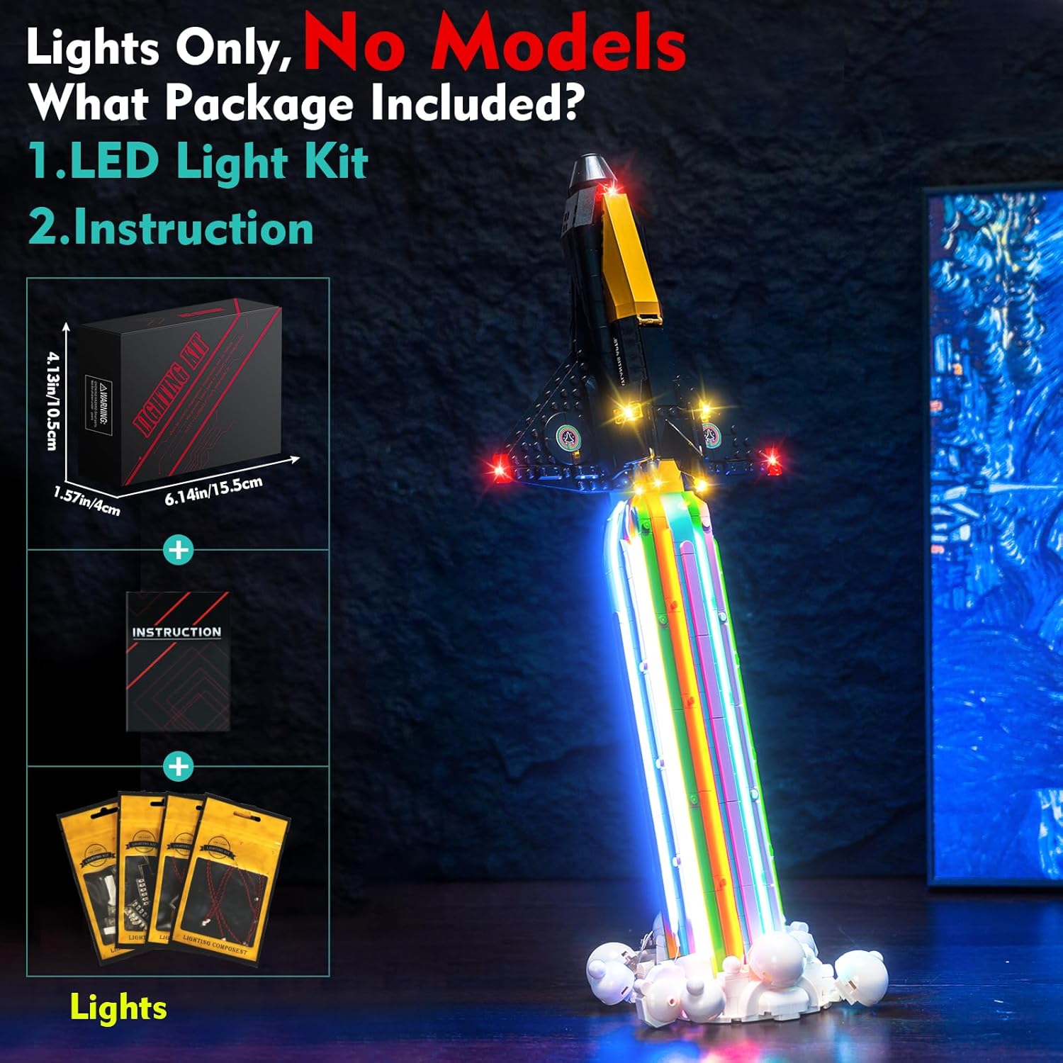 Light Compatible with Lego Over The Moon with 10391, Lighting Set Accessories Compatible with Lego 10391 Cross-Month Frenzy, No Models Only Light