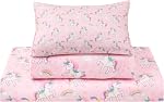Lasoftan Kids Sheet Set Twin Size 3 Pcs, Girls Twin Sheet Set with Pink Unicorn Pattern,Kid Girls Twin Fitted Sheet ,Breathable & Silky Soft Microfiber Kids Fitted Sheet
