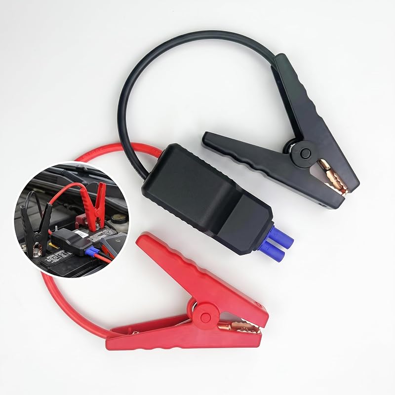 Car Jump Starter Replacement Cables, 12V Portable Jumper Box Battery Starter Clamps, Heavy Duty EC5 Connector Alligator Clip for Vehicle SUV Truck (Red & Black)
